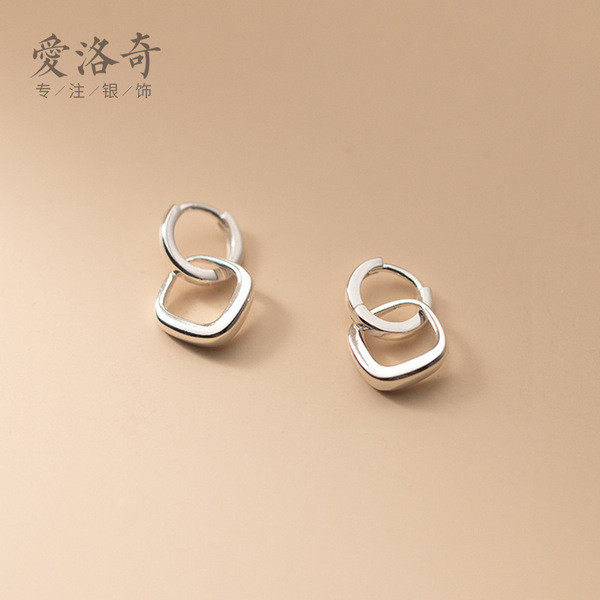 s925 sterling silver fashion doublelayer ring moon trendy earrings-0