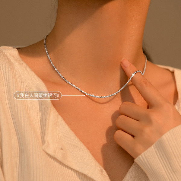 s925 sterling silver string sweet rhinestone chic necklace-0