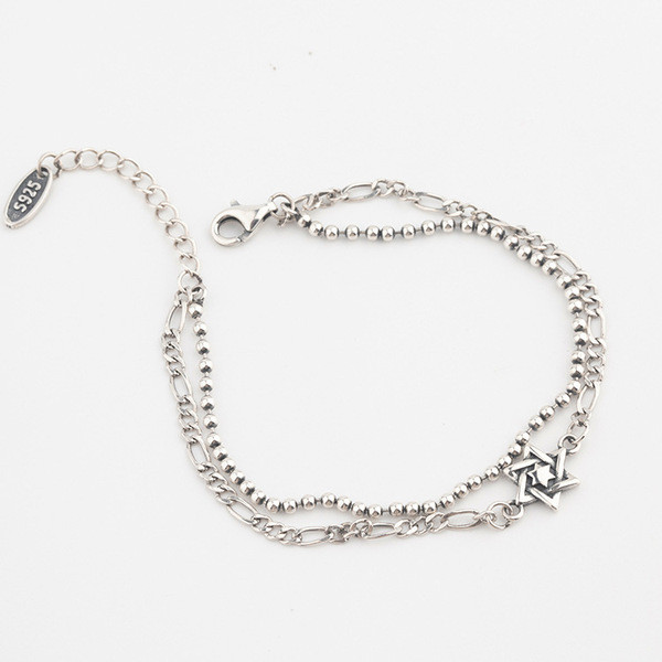 s925 sterling silver chic silver trendy simple bead bracelet-0