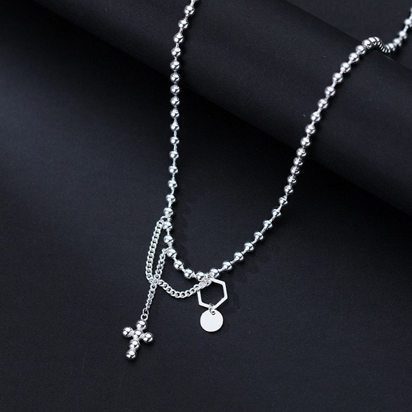 s925 sterling silver rhinestone circle necklace-0