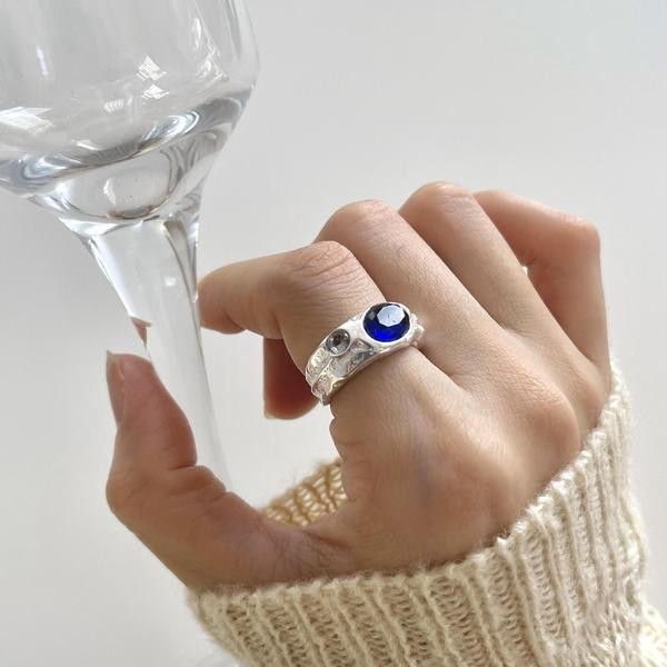925 sterling silver irregular bead ring-0