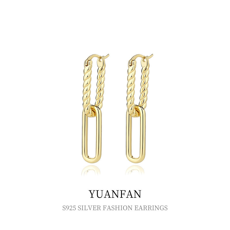 925 sterling silver fashion small irregular doubleC earrings-0
