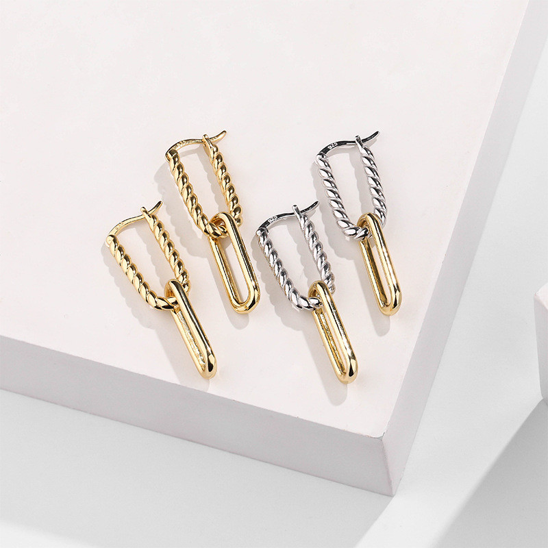 925 sterling silver fashion small irregular doubleC earrings-1
