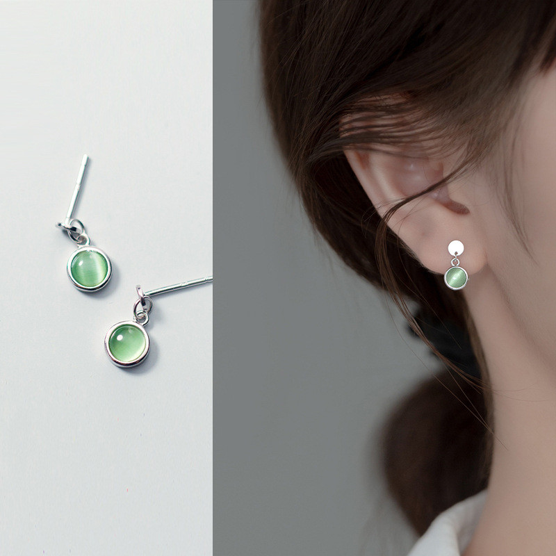 s925 sterling silver chic simple trendy flower rhinestone circle earrings-0