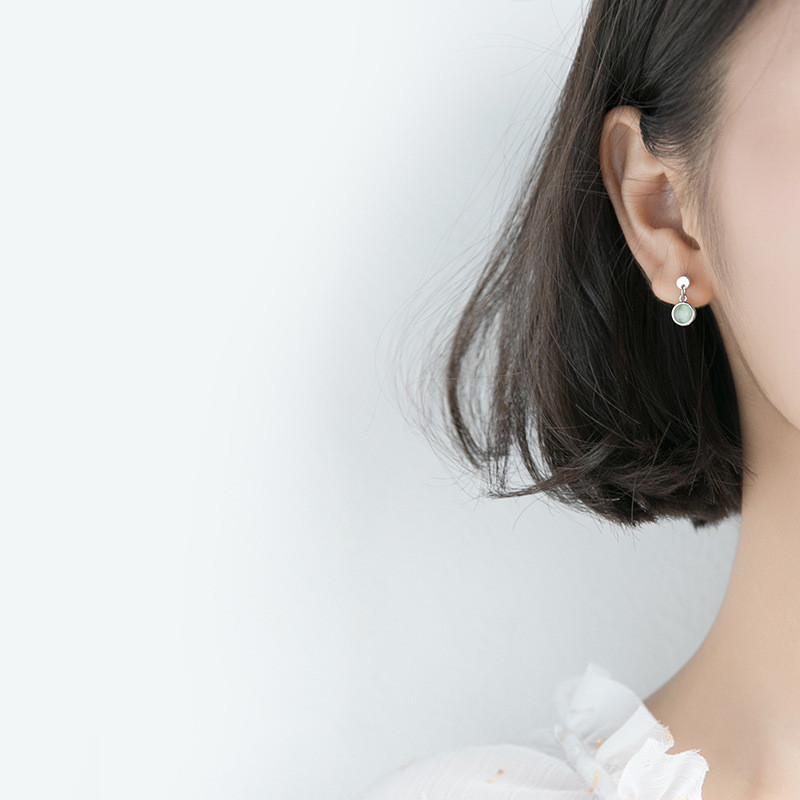s925 sterling silver chic simple trendy flower rhinestone circle earrings-2