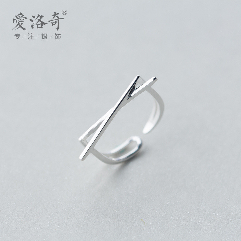s925 sterling silver heart rhinestone heartshape trendy braided twist ring-1
