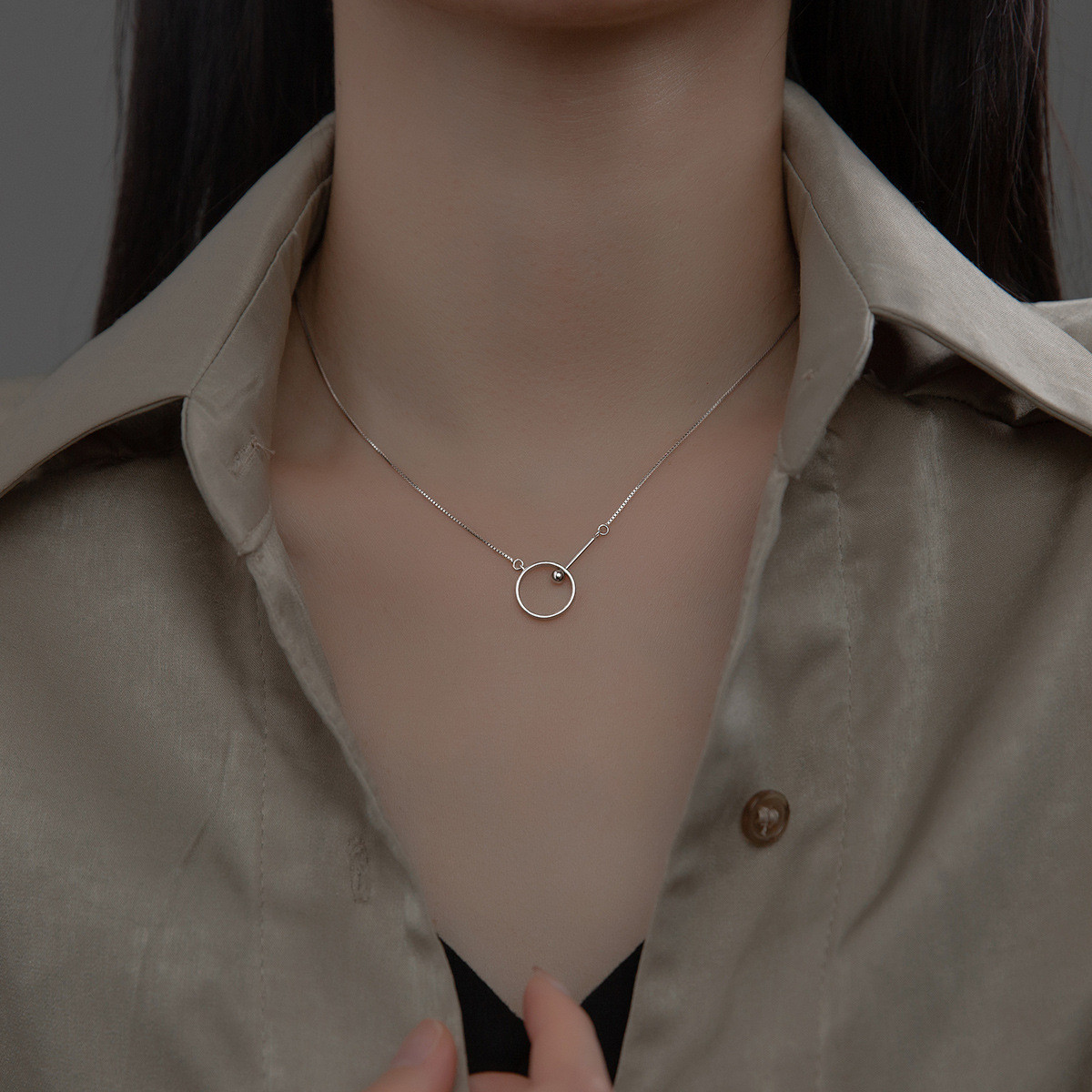 s925 sterling silver geometric necklace-0