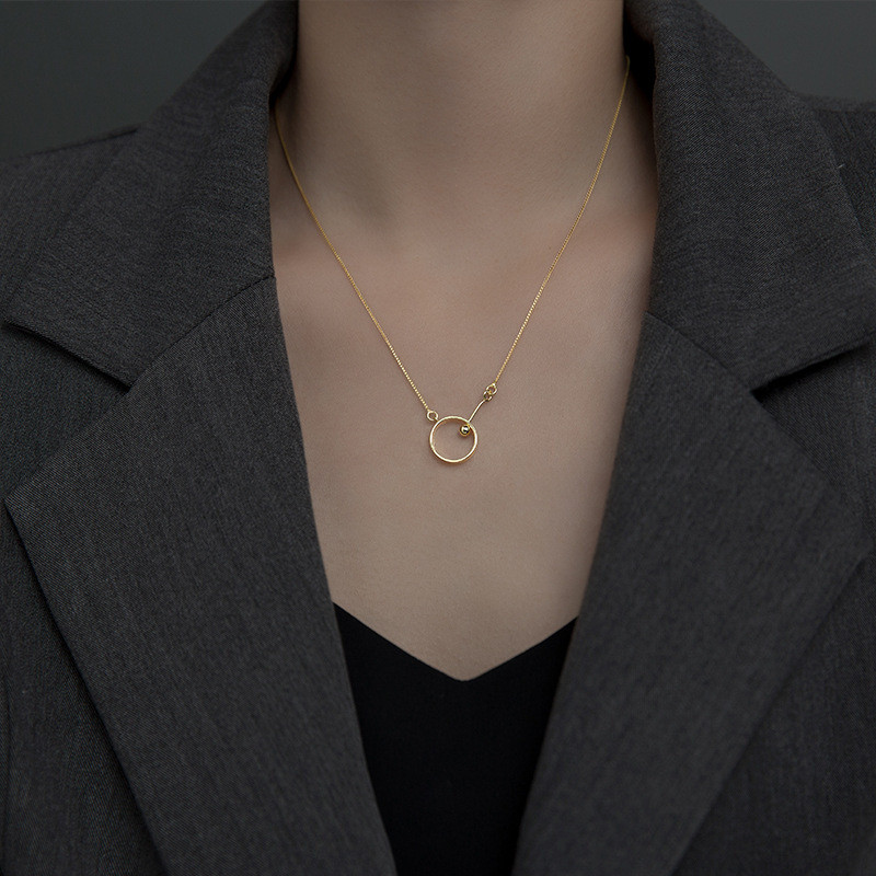 s925 sterling silver geometric necklace-2